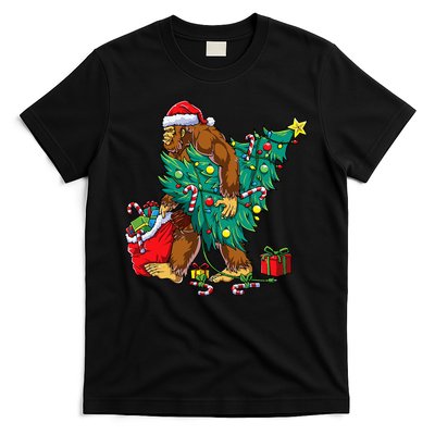 Bigfoot Christmas Tree Lights Xmas Sasquatch Lovers T-Shirt