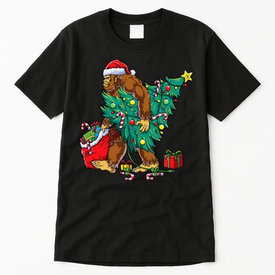Bigfoot Christmas Tree Lights Xmas Sasquatch Lovers Tall T-Shirt