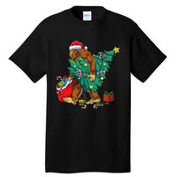 Bigfoot Christmas Tree Lights Xmas Sasquatch Lovers Tall T-Shirt