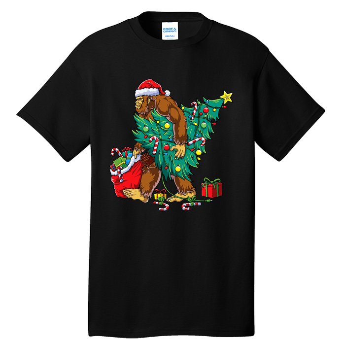 Bigfoot Christmas Tree Lights Xmas Sasquatch Lovers Tall T-Shirt