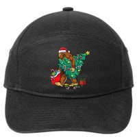 Bigfoot Christmas Tree Lights Xmas Sasquatch Lovers 7-Panel Snapback Hat