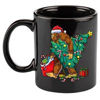 Bigfoot Christmas Tree Lights Xmas Sasquatch Lovers 11oz C Handle Ceramic Mug