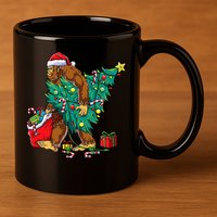 Bigfoot Christmas Tree Lights Xmas Sasquatch Lovers 11oz C Handle Ceramic Mug