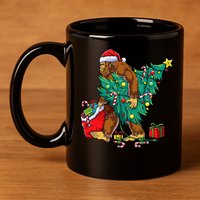 Bigfoot Christmas Tree Lights Xmas Sasquatch Lovers 11oz C Handle Ceramic Mug