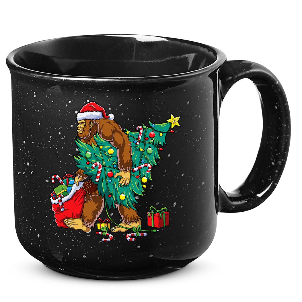 Bigfoot Christmas Tree Lights Xmas Sasquatch Lovers 15oz Campfire Ceramic Mug
