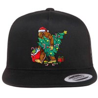 Bigfoot Christmas Tree Lights Xmas Sasquatch Lovers Flat Bill Trucker Hat