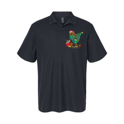 Bigfoot Christmas Tree Lights Xmas Sasquatch Lovers Softstyle Adult Sport Polo