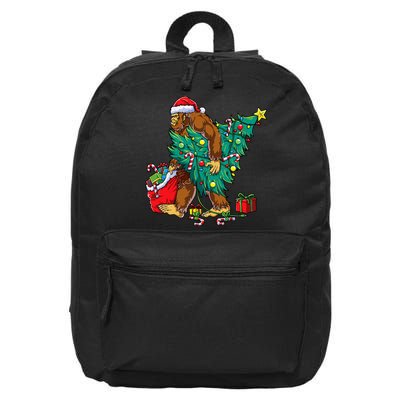 Bigfoot Christmas Tree Lights Xmas Sasquatch Lovers 16 in Basic Backpack