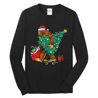 Bigfoot Christmas Tree Lights Xmas Sasquatch Lovers Tall Long Sleeve T-Shirt