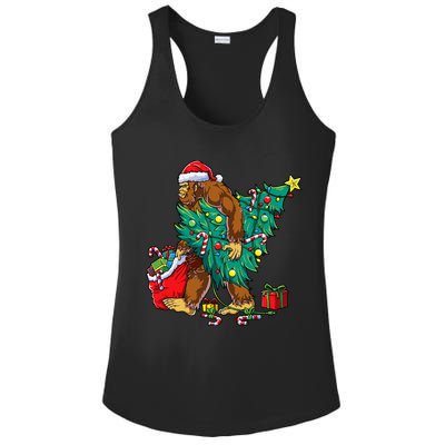 Bigfoot Christmas Tree Lights Xmas Sasquatch Lovers Ladies PosiCharge Competitor Racerback Tank