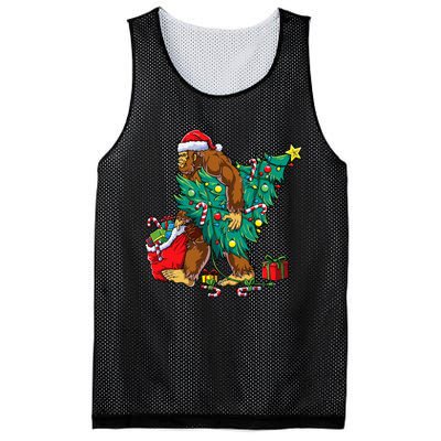 Bigfoot Christmas Tree Lights Xmas Sasquatch Lovers Mesh Reversible Basketball Jersey Tank