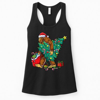 Bigfoot Christmas Tree Lights Xmas Sasquatch Lovers Womens Tank Top