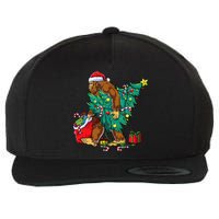 Bigfoot Christmas Tree Lights Xmas Sasquatch Lovers Wool Snapback Cap