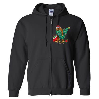 Bigfoot Christmas Tree Lights Xmas Sasquatch Lovers Full Zip Hoodie