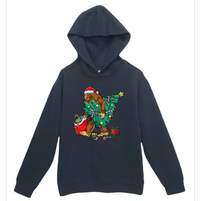 Bigfoot Christmas Tree Lights Xmas Sasquatch Lovers Urban Pullover Hoodie