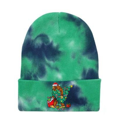 Bigfoot Christmas Tree Lights Xmas Sasquatch Lovers Tie Dye 12in Knit Beanie