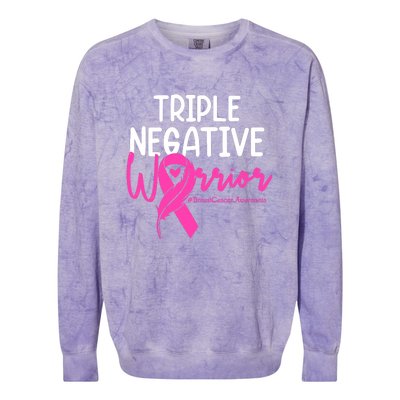 Breast Cancer Triple Negative Warrior Pink Ribbon Awareness Colorblast Crewneck Sweatshirt