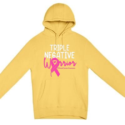 Breast Cancer Triple Negative Warrior Pink Ribbon Awareness Premium Pullover Hoodie