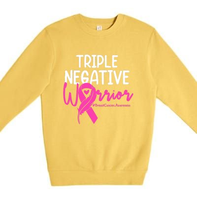 Breast Cancer Triple Negative Warrior Pink Ribbon Awareness Premium Crewneck Sweatshirt