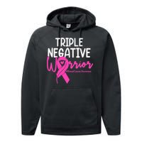 Breast Cancer Triple Negative Warrior Pink Ribbon Awareness Performance Fleece Hoodie