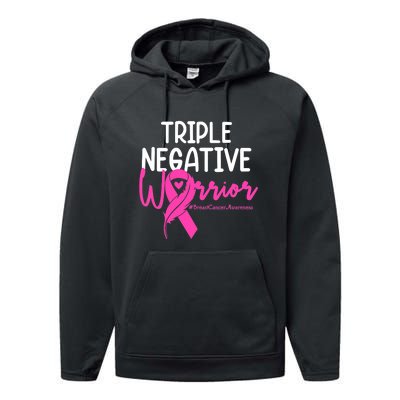 Breast Cancer Triple Negative Warrior Pink Ribbon Awareness Performance Fleece Hoodie