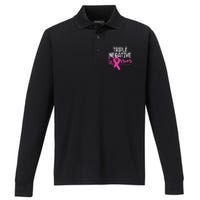 Breast Cancer Triple Negative Warrior Pink Ribbon Awareness Performance Long Sleeve Polo