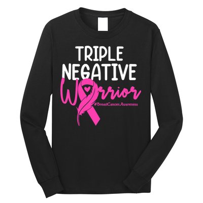 Breast Cancer Triple Negative Warrior Pink Ribbon Awareness Long Sleeve Shirt