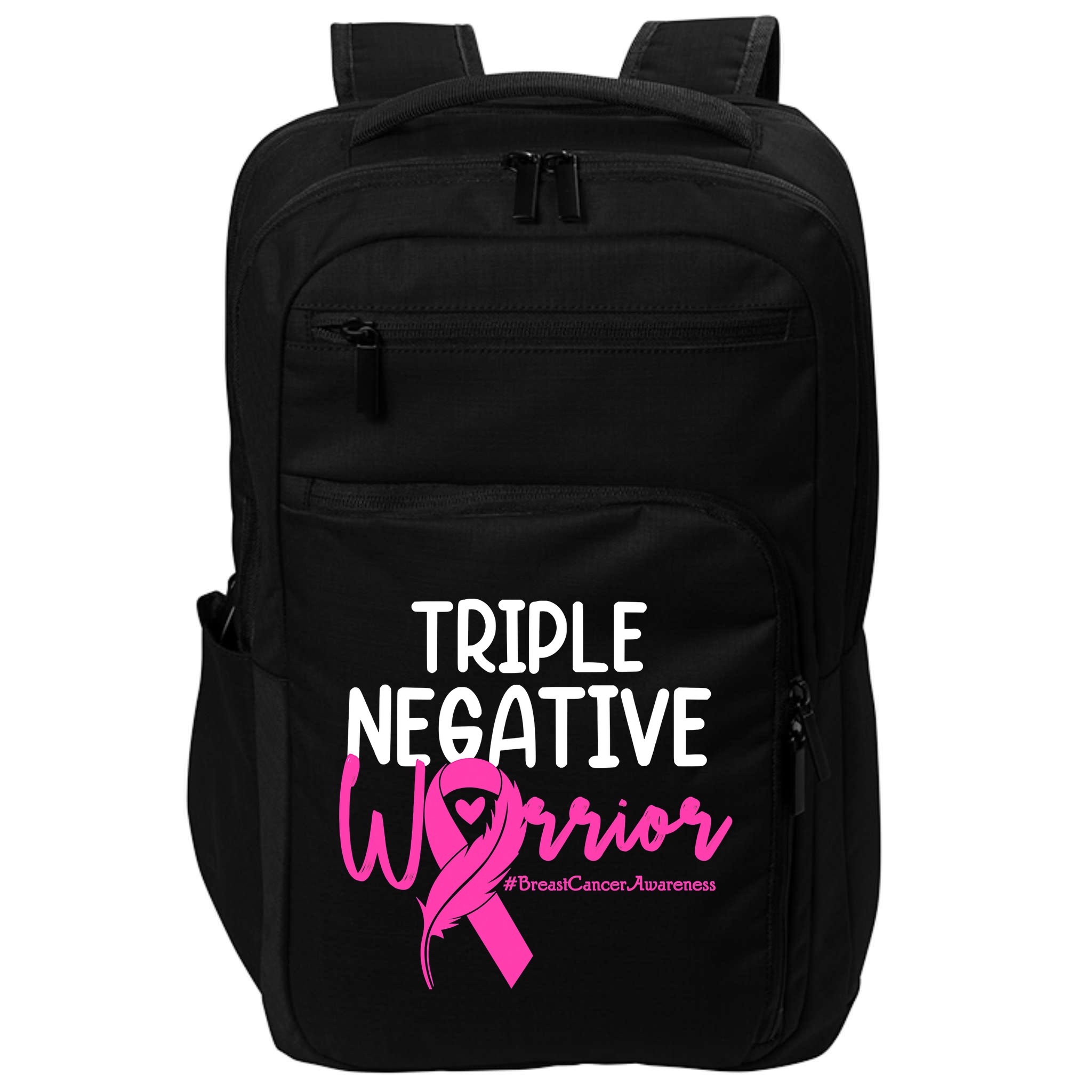 Breast Cancer Triple Negative Warrior Pink Ribbon Awareness Impact Tech Backpack
