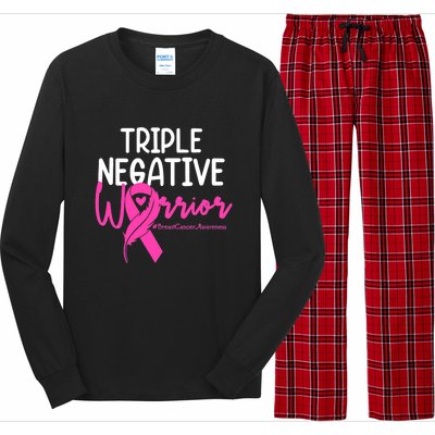 Breast Cancer Triple Negative Warrior Pink Ribbon Awareness Long Sleeve Pajama Set