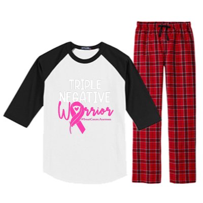 Breast Cancer Triple Negative Warrior Pink Ribbon Awareness Raglan Sleeve Pajama Set