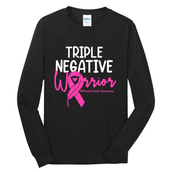 Breast Cancer Triple Negative Warrior Pink Ribbon Awareness Tall Long Sleeve T-Shirt