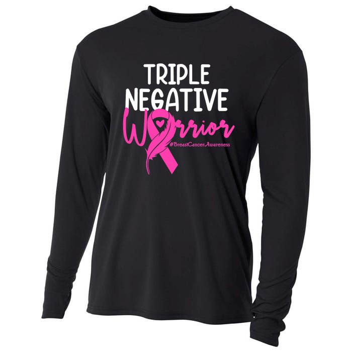 Breast Cancer Triple Negative Warrior Pink Ribbon Awareness Cooling Performance Long Sleeve Crew