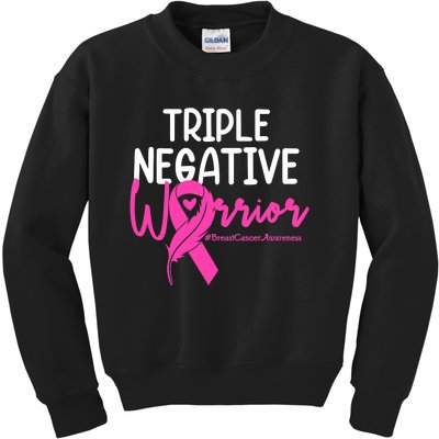 Breast Cancer Triple Negative Warrior Pink Ribbon Awareness Kids Sweatshirt