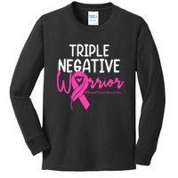 Breast Cancer Triple Negative Warrior Pink Ribbon Awareness Kids Long Sleeve Shirt