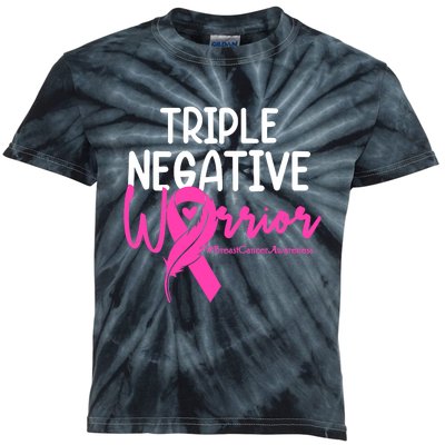 Breast Cancer Triple Negative Warrior Pink Ribbon Awareness Kids Tie-Dye T-Shirt