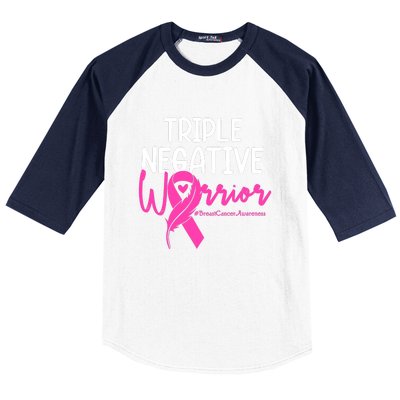 Breast Cancer Triple Negative Warrior Pink Ribbon Awareness Baseball Sleeve Shirt