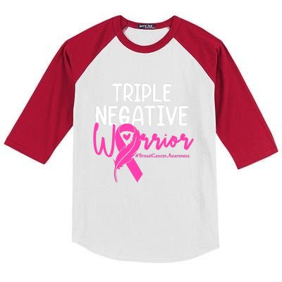 Breast Cancer Triple Negative Warrior Pink Ribbon Awareness Kids Colorblock Raglan Jersey