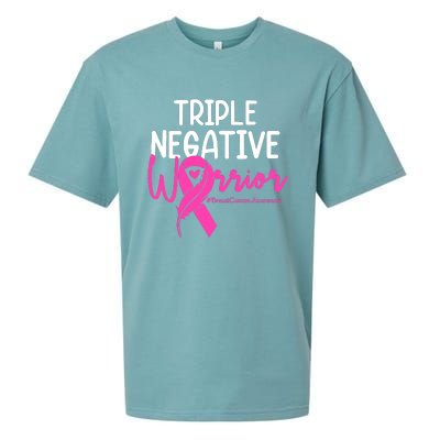 Breast Cancer Triple Negative Warrior Pink Ribbon Awareness Sueded Cloud Jersey T-Shirt