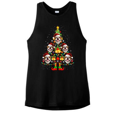 Bulldog Christmas Tree Funny Xmas Dog Lover Gift Ladies PosiCharge Tri-Blend Wicking Tank