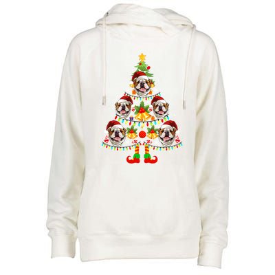 Bulldog Christmas Tree Funny Xmas Dog Lover Gift Womens Funnel Neck Pullover Hood