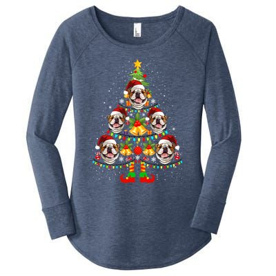 Bulldog Christmas Tree Funny Xmas Dog Lover Gift Women's Perfect Tri Tunic Long Sleeve Shirt