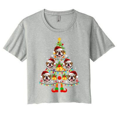 Bulldog Christmas Tree Funny Xmas Dog Lover Gift Women's Crop Top Tee