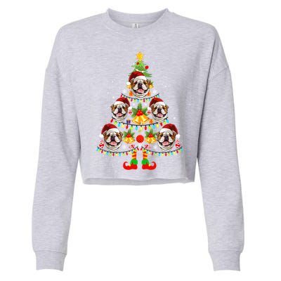 Bulldog Christmas Tree Funny Xmas Dog Lover Gift Cropped Pullover Crew