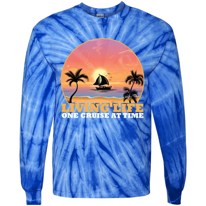 Boat Cruising The World Living Life One Cruise At A Time Gift Tie-Dye Long Sleeve Shirt