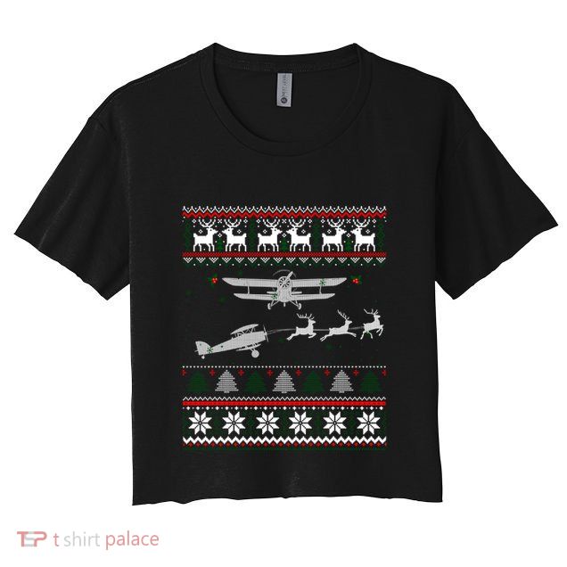 Best Christmas Thanksgiving Gift Pilots Aviation Ugly Gift Crop Top