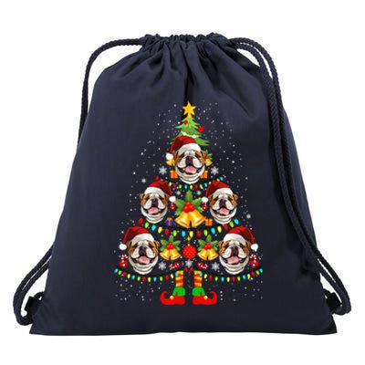 Bulldog Christmas Tree Funny Xmas Dog Lover Funny Gift Drawstring Bag