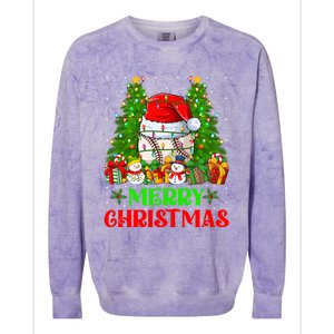 Baseball Christmas Tree Lights Holiday Santa Baseball Xmas Cool Gift Colorblast Crewneck Sweatshirt