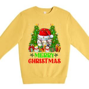 Baseball Christmas Tree Lights Holiday Santa Baseball Xmas Cool Gift Premium Crewneck Sweatshirt