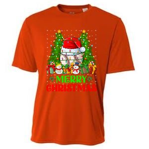 Baseball Christmas Tree Lights Holiday Santa Baseball Xmas Cool Gift Cooling Performance Crew T-Shirt