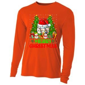 Baseball Christmas Tree Lights Holiday Santa Baseball Xmas Cool Gift Cooling Performance Long Sleeve Crew